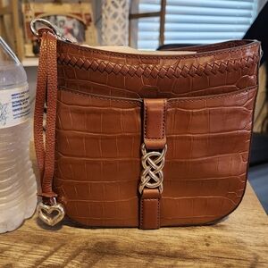 Brighton brown leather croc leather purse crossbody KIMMY shoulder bag NEW $375